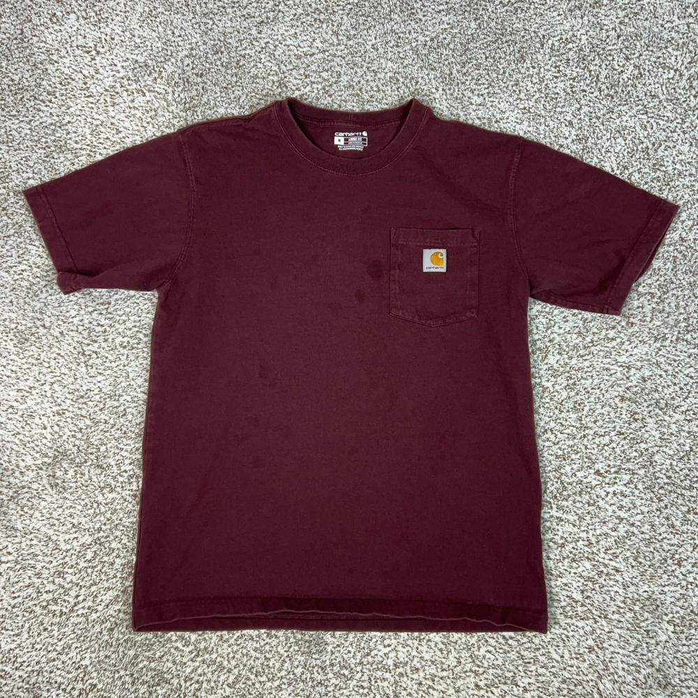 Carhartt Shirt Mens Medium Red Pocket T Tee Loose Fit Cotton Workwear Casual